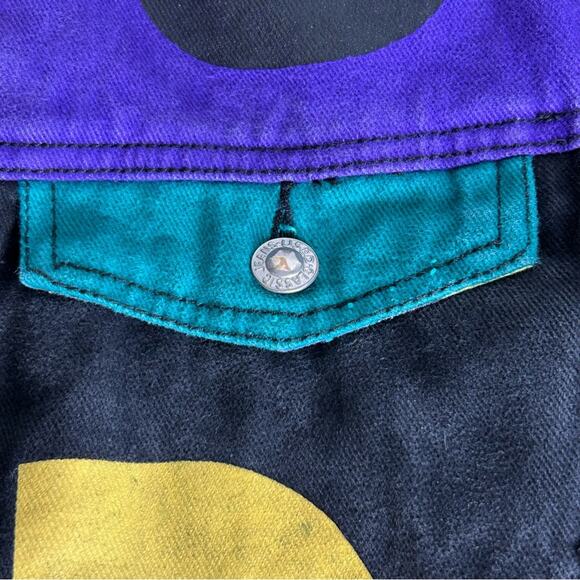 Get Used Colorblock 90S Brushed Twill Denim Jacket Printed Interior Small - Picture 8 of 14